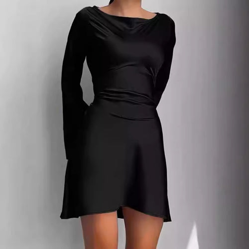 Damen Elegantes Wickelkleid mit glattem Stoff und weit geschnittenen Ärmeln R&B