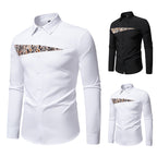 Herren modisches Langarmhemd mit asymmetrischem Muster R&B