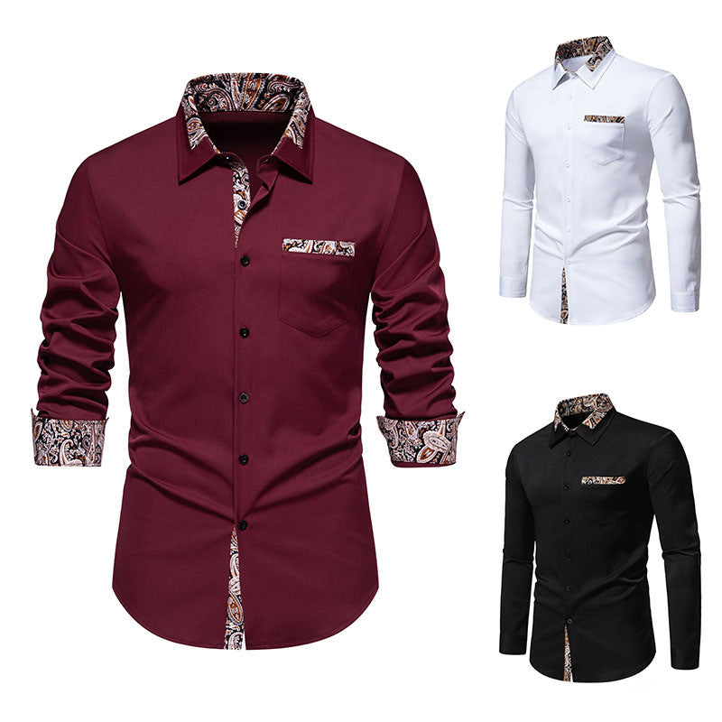 Herren Langarmhemd mit eleganten Paisley-Mustern R&B