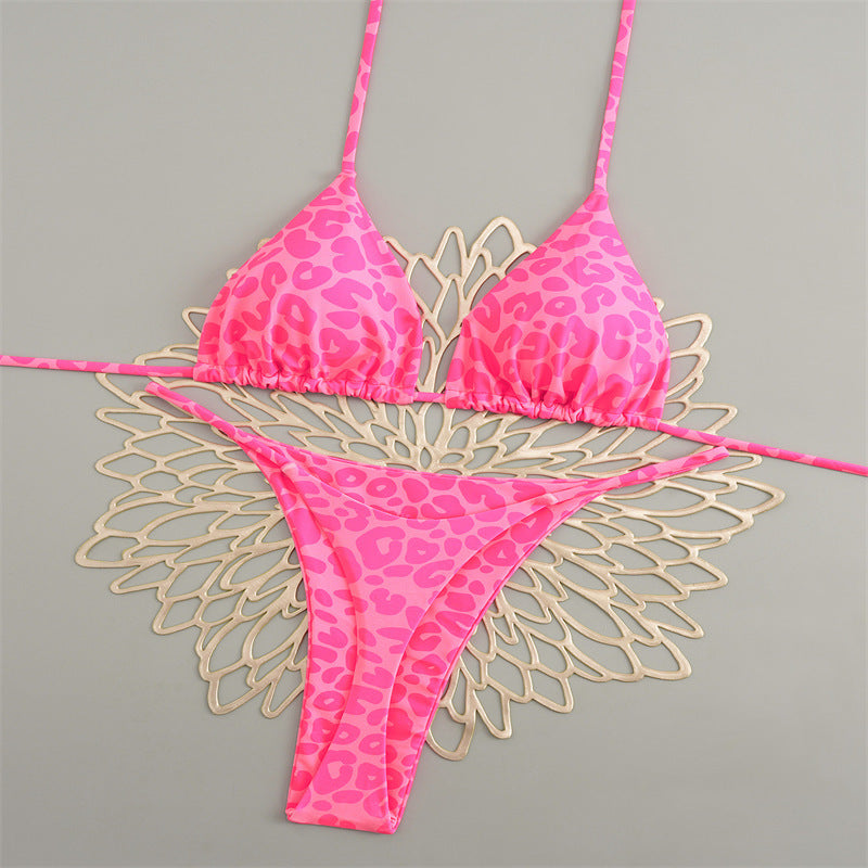 Damen Triangelbikini mit buntem Muster und verstellbaren Trägern R&B