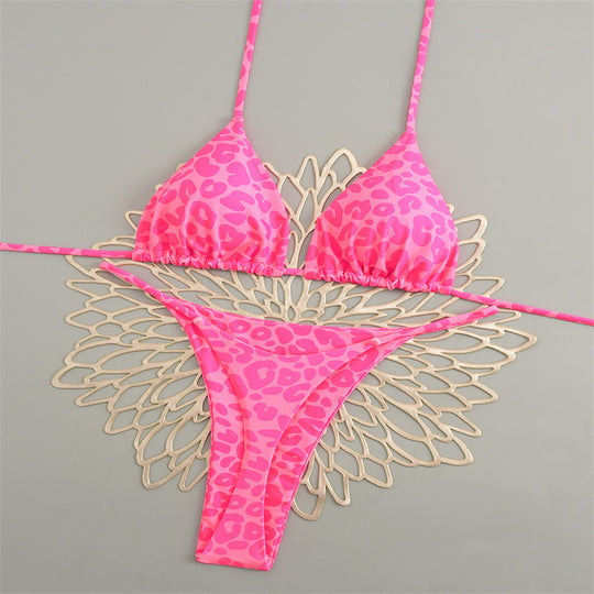 Damen Triangelbikini mit buntem Muster und verstellbaren Trägern R&B