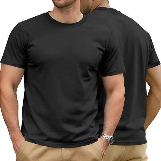 Herren nan Basic Kurzarm-T-Shirt aus hochwertigem Baumwollmix mit Rundhalsausschnitt, flachen Nähten und Regular Fit R&B