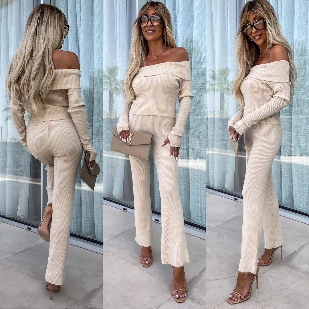 Damen elegantes Jumpsuit mit off-shoulder Design und langem Bein R&B