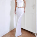 Damen Elegante Satin-Maxirock mit hohem Schlitz und taillierter Passform