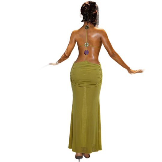 Damen Cut-Out Maxikleid mit raffinierten Transparenz-Elementen R&B