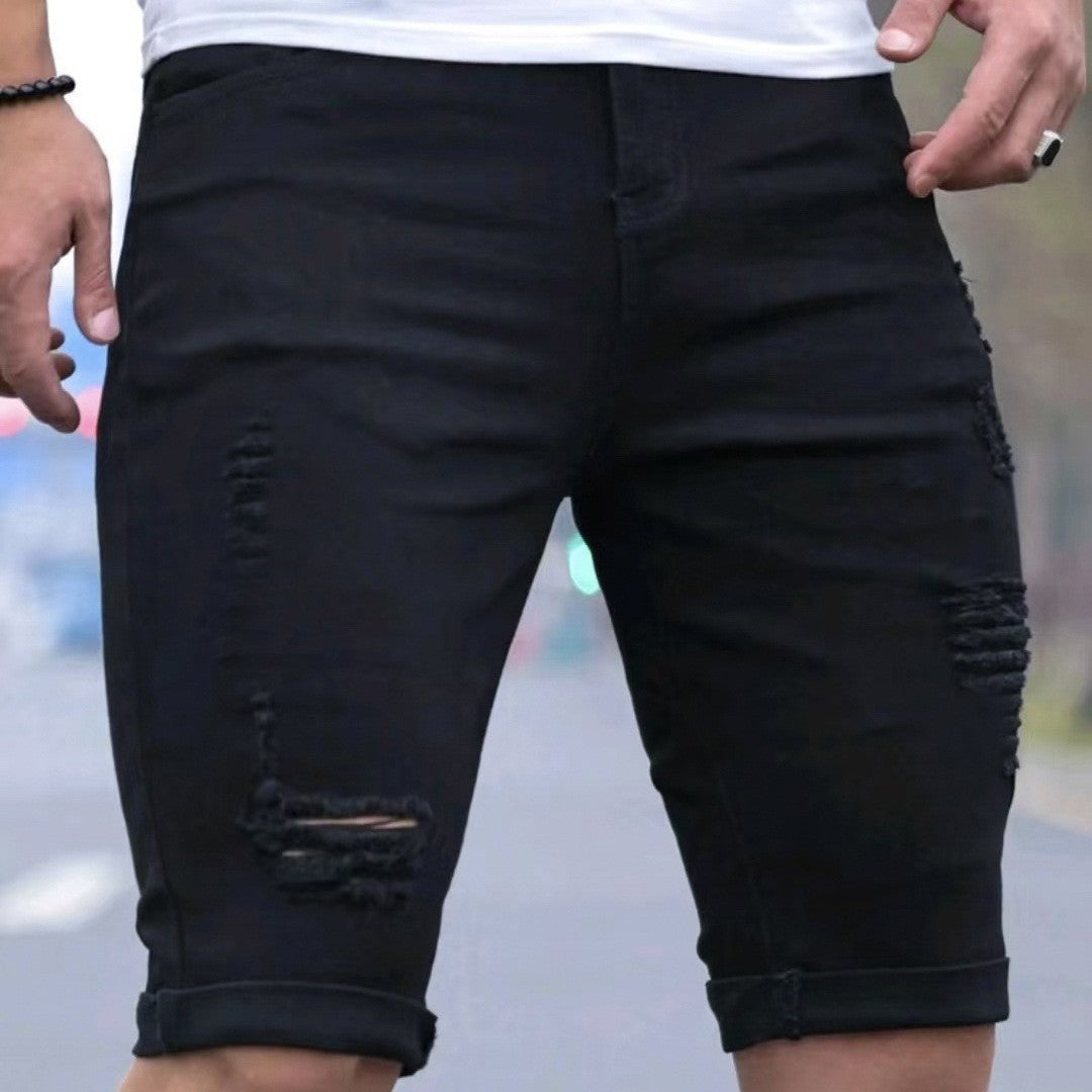 Herren Ripped Denim Shorts R&B