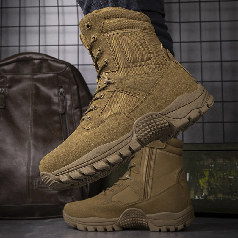 Herren Tactical Stiefel mit strapazierfähigem Obermaterial und hohem Knöchelschutz R&B