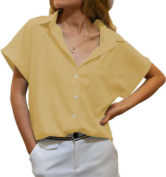 Damen elegant geschnittene Kurzarmbluse R&B