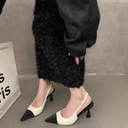 Damen Slingback Pumps aus edlem Materialmix R&B
