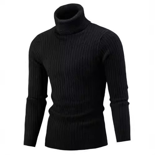 Herren Pullover mit hohem Kragen und strukturiertem Zopfmuster R&B