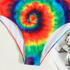 Damen Bunt gemusterter Bikini mit hohem Bund und sportlichem Schnitt R&B