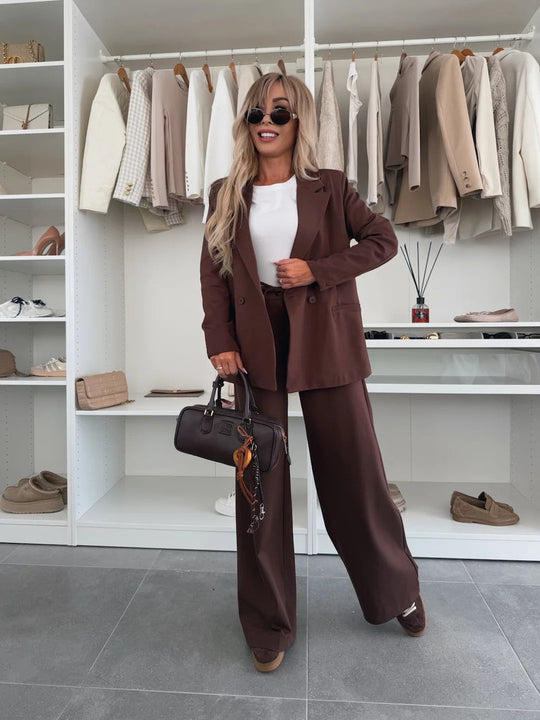 R&B | Blazer Übergröße Passform Weite Passform Wollmischung Doppelreiher Formeller Stil