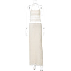 Damen Maxikleid mit schulterfreiem Design und Raffungen R&B