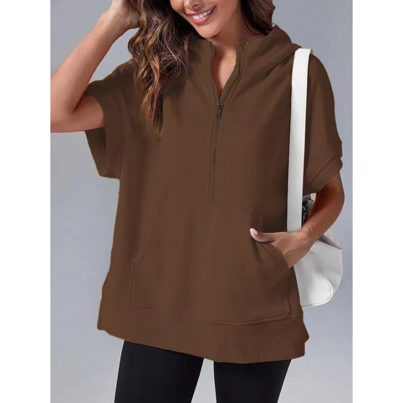 Damen Lässiger Kapuzenpullover mit Reißverschluss und praktischen Taschen R&B