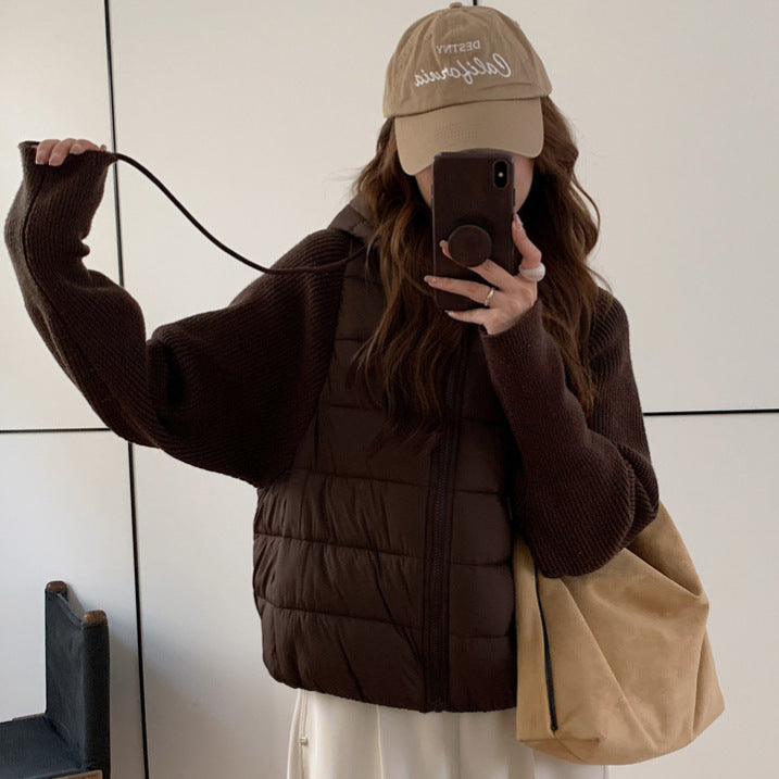 Damen Isolierte Hybridjacke mit voluminösen Ärmeln und Kapuze R&B