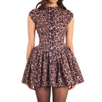 Damen verspieltes und figurbetontes Mini-Kleid mit Leopardenmuster R&B