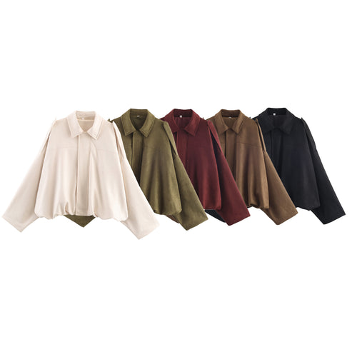 Damen lässige cropped Blousonjacke mit modernem Stehkragen und eleganten Schulterdetails R&B