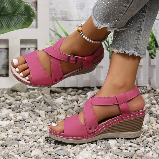 Damen Wedge-Sandalen mit verstellbarem Riemendesign und komfortabler Sohle R&B