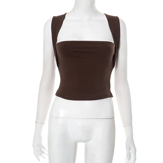 Damen modernes Crop-Top mit schmalen Trägern und figurbetontem Schnitt R&B