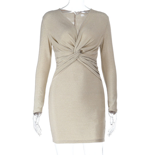Damen figurbetontes Wickelkleid mit elegantem Schnitt und schimmerndem Effekt R&B