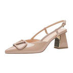 Damen Slingback Pumps mit dekorativen Metallakzenten und komfortablem Blockabsatz R&B