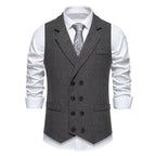 Herren elegante Herringbone-Weste mit doppelter Knopfleiste R&B
