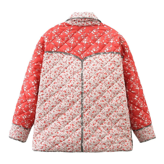 Damen gesteppte Blazerjacke mit floralem Muster R&B
