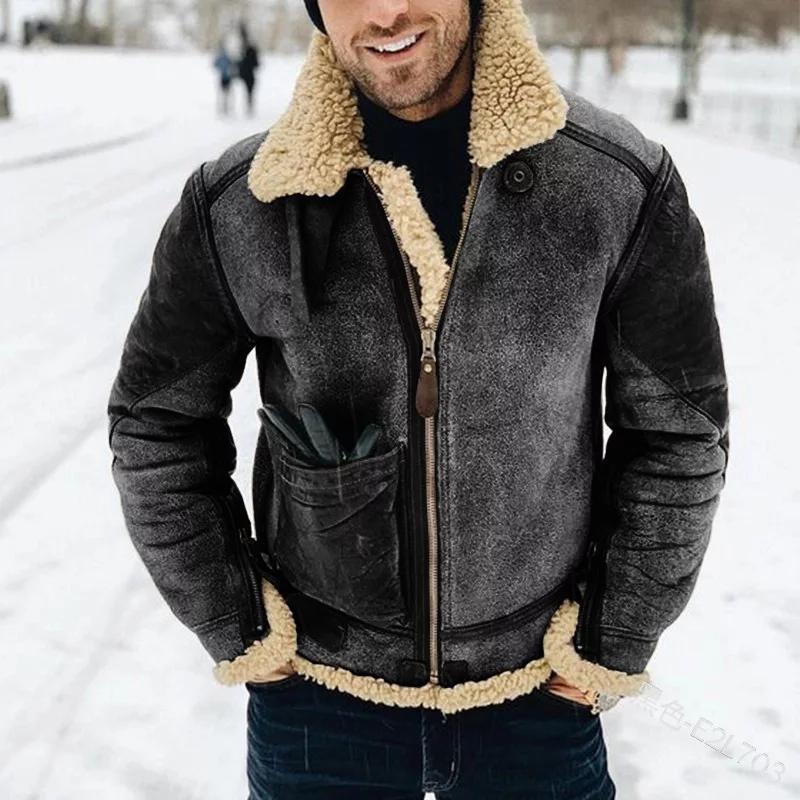 Herren Wool-Lederjacke mit warmem Innenfutter R&B