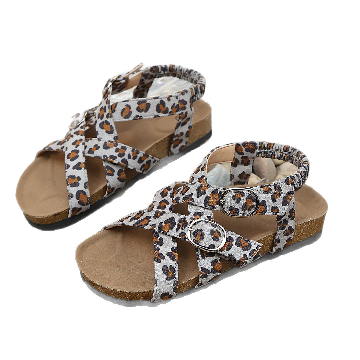 Damen Modische und komfortable Klett-Sandalen mit Animal Print R&B