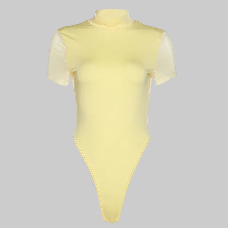 Damen Figurbetonter Body mit hohem Kragen R&B