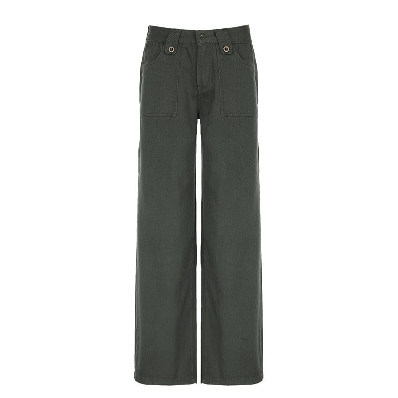 Damen weite Cargo-Hosen mit praktischen Taschen und engem Bund R&B