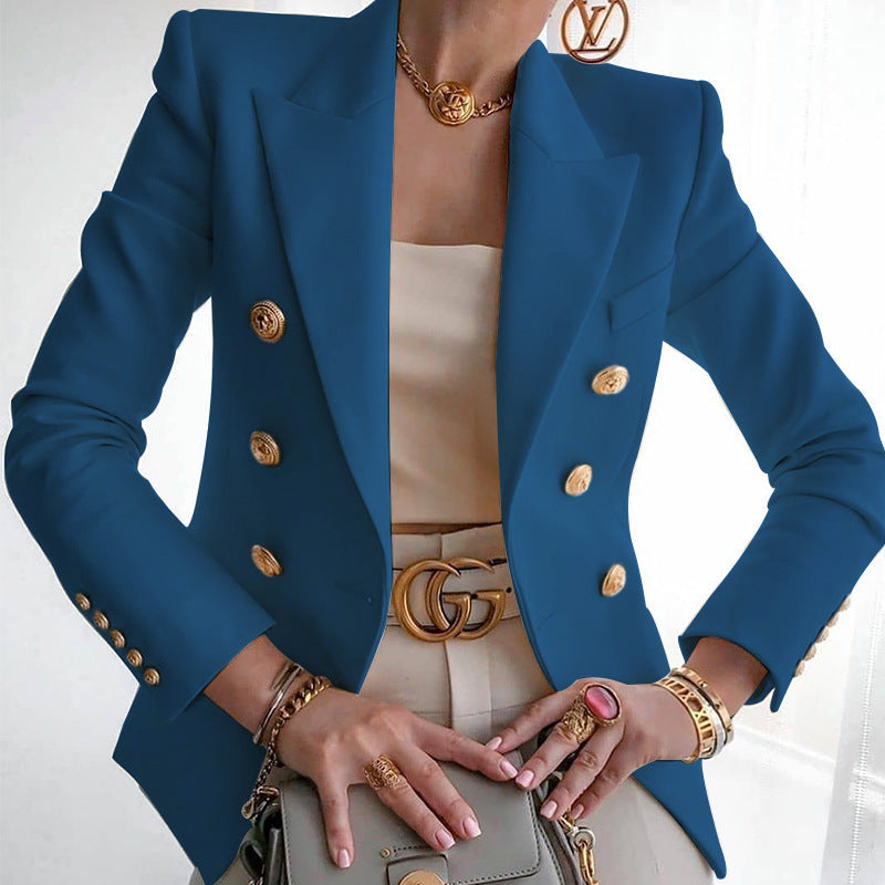 Damen Elegante taillierte Blazerjacke mit goldenen Knöpfen R&B