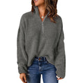 Damen Grobstrickpullover mit Stehkragen und Reißverschluss R&B