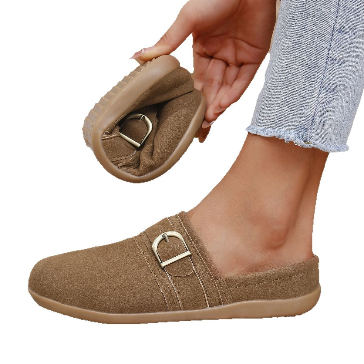 Damen Komfortable Mules mit modischer Schnalle R&B