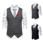 Herren elegante Weste mit schmalem Hahnentrittmuster und asymmetrischen Akzenten R&B