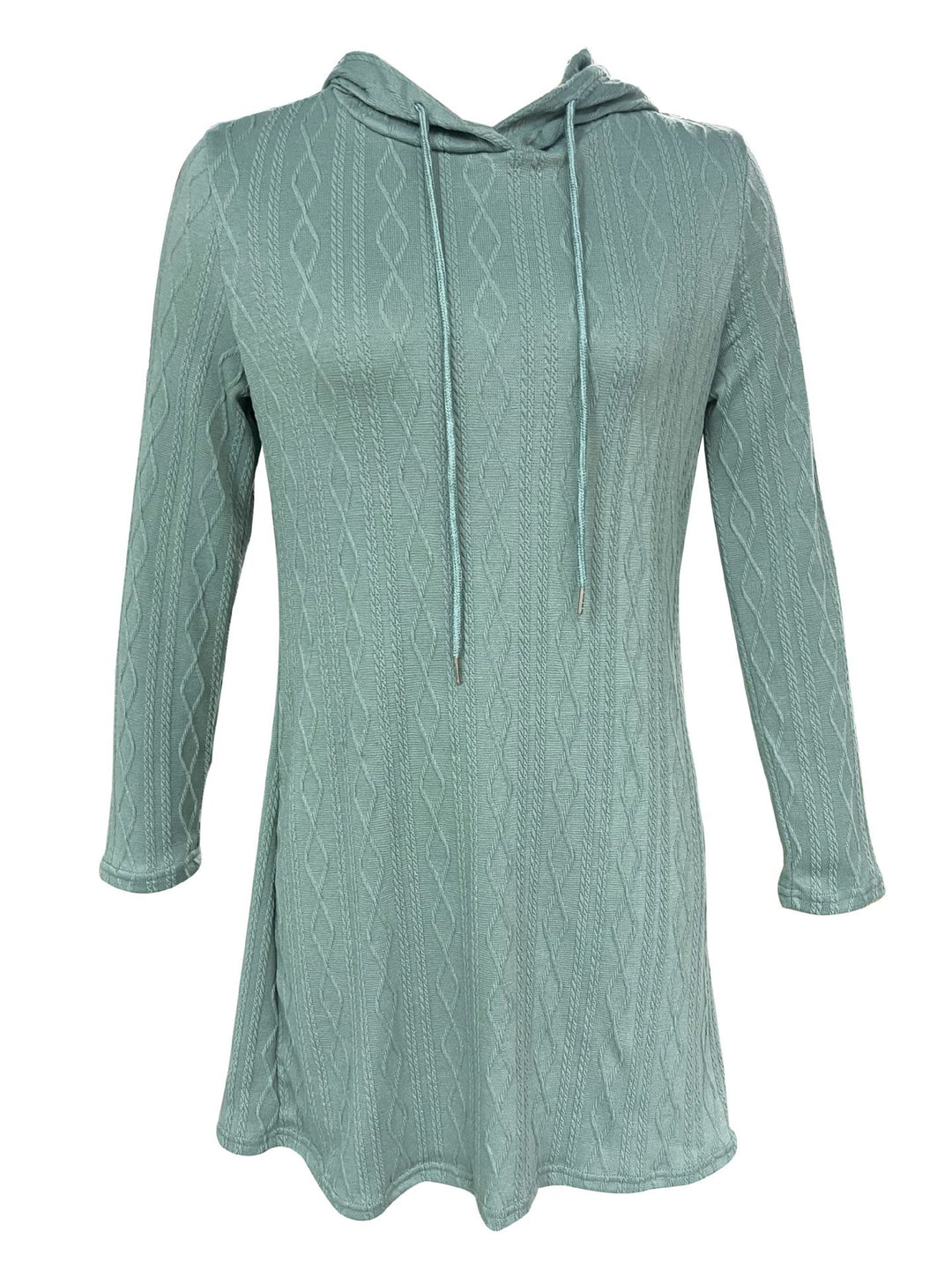 Damen Kapuzenkleid mit strukturiertem Strickmuster und lässigem Schnitt R&B