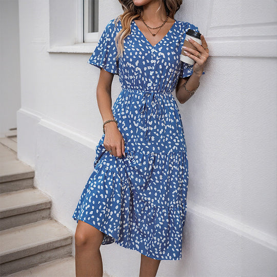Damen Midikleid mit verspieltem Rüschendesign und taillierter Taille R&B