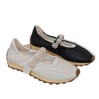 Damen Sneakers mit eleganter Perlenverzierung und modewusstem Design