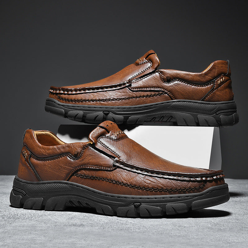 Herren Bequeme Leder Slipper mit rutschfester Sohle R&B
