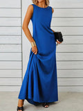 Damen elegantes Maxikleid mit schwingendem Saum und klassischem Schnitt R&B
