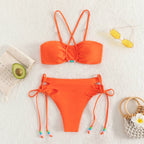 Damen Bandeau-Bikini mit verspieltem Kreuzdesign R&B