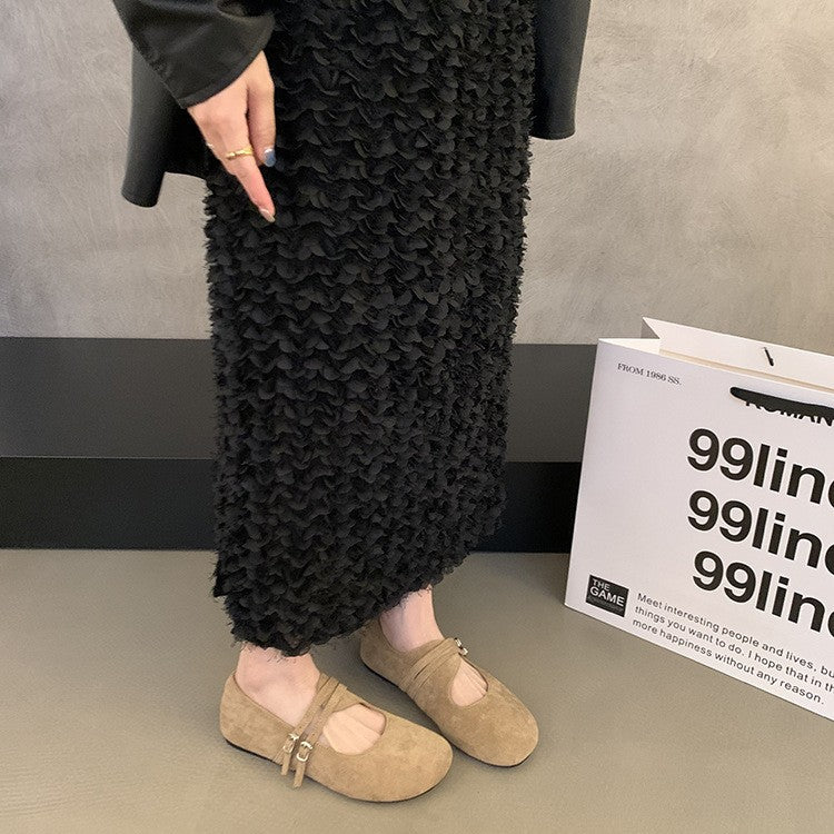 Damen bequeme Ballerinas mit modischem Riemchen und rutschfester Sohle R&B