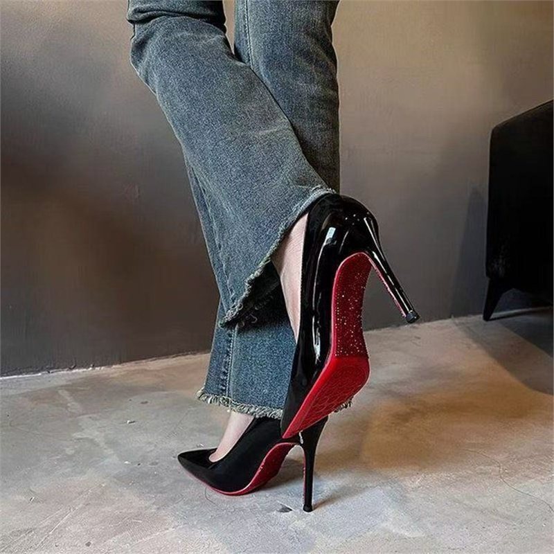 Damen spitze Stiletto Pumps mit glänzender Oberfläche R&B