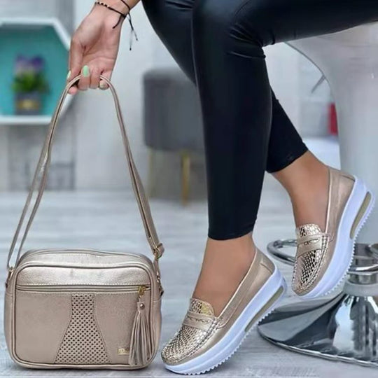 Damen Slip-On Mokassins mit strukturiertem Obermaterial und rutschfester Sohle R&B