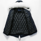 Herren elegante Winterjacke mit modischer Kapuze und Kunstfellbesatz