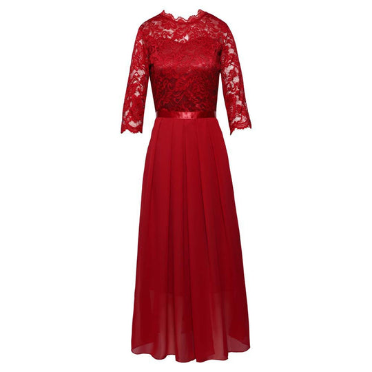 Damen Elegantes Maxikleid mit spitzen Ärmeln und feiner Chiffon-Optik R&B