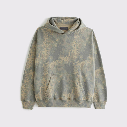 Unisex nan lockerer Kapuzensweat mit dezenter Blätterstruktur, doppelter Kapuze ohne Kordelzug und Kängurutasche R&B