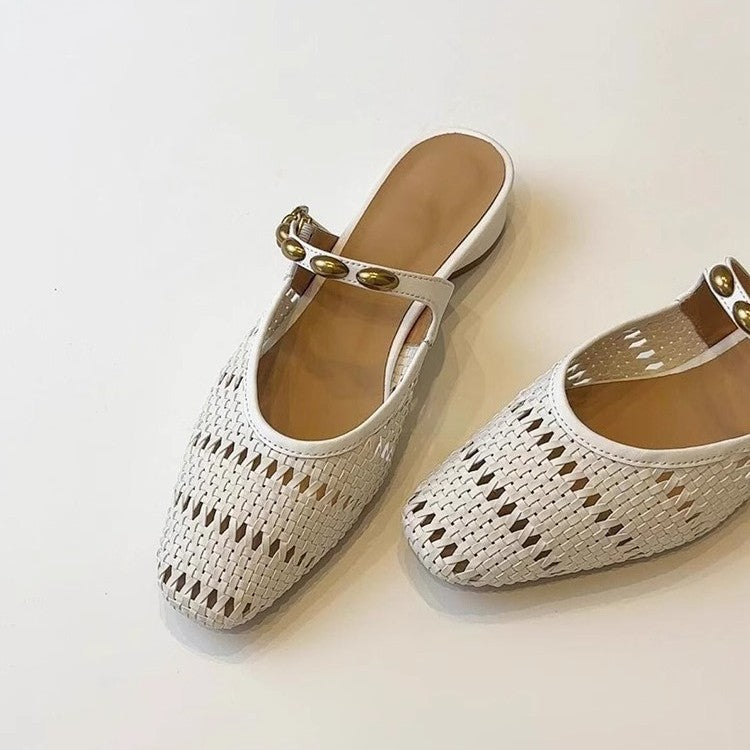 Damen Elegante und atmungsaktive Pantoletten mit modischem Riemchen-Design R&B