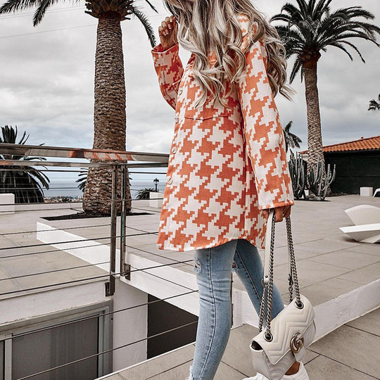 Damen Langarm-Shirtjacke im Chevron-Muster mit praktischen Taschen R&B