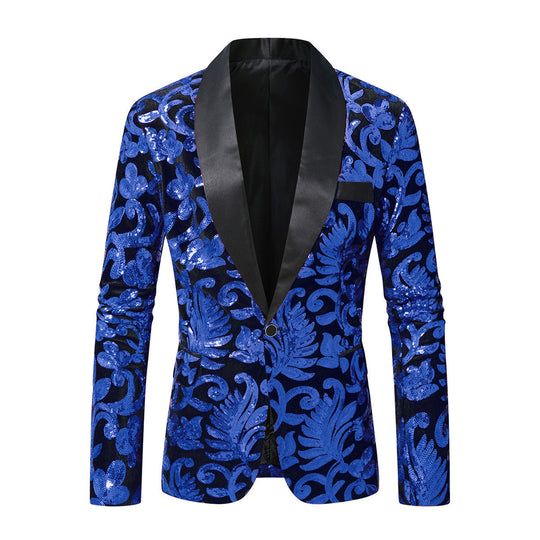 Herren glitzernder Anzugblazer mit floralen Paillettenmustern R&B